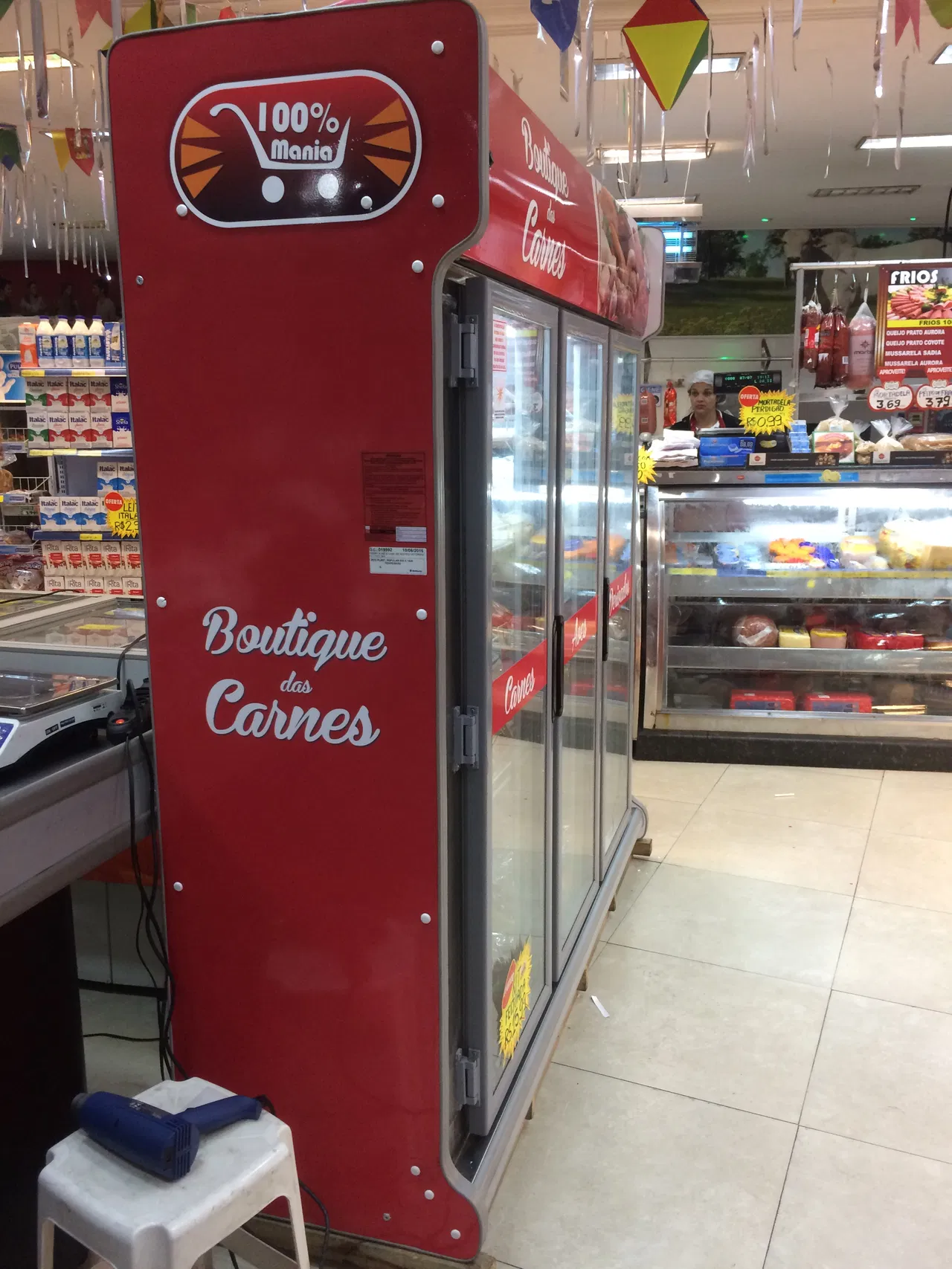 Adesivo Commercio Mercato Congelatore industriale Acougue Rosso