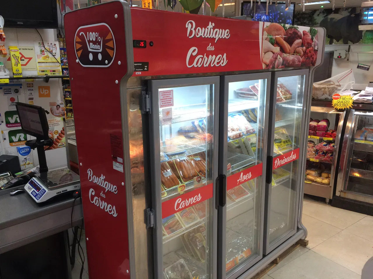 Adesivo Mercado Acougue Industrial Comércio Freezer Vermelho