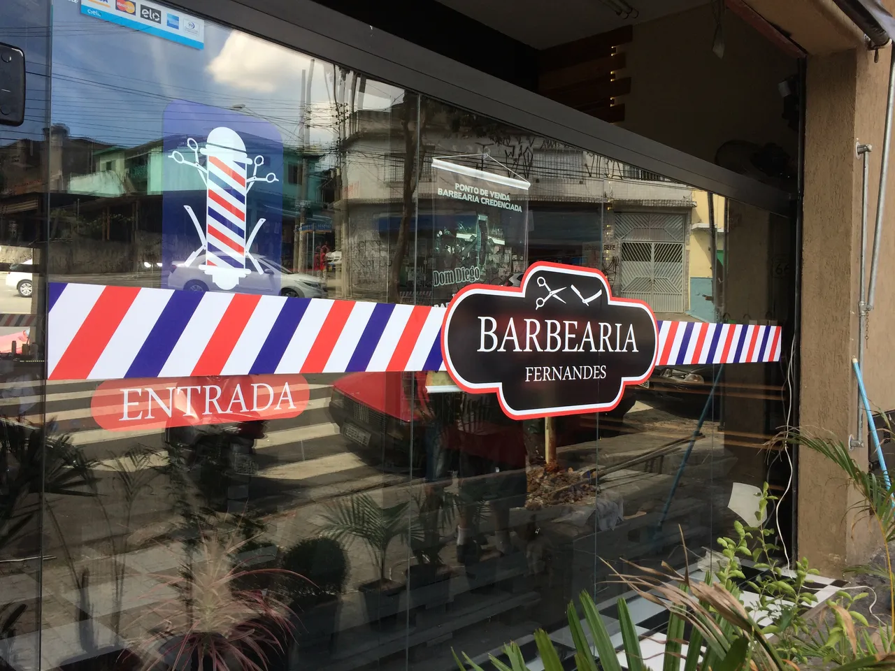 Adesivo per barbieri, vetro, sagomato, vetrina, facciata