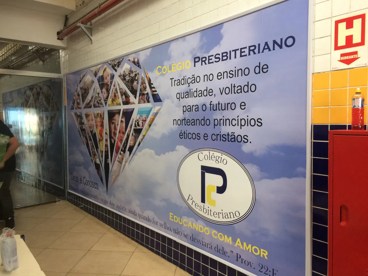 Placa PS Infantil Escola Colegio Presbiteriano Ensino Painel Quadro 2mm Azul