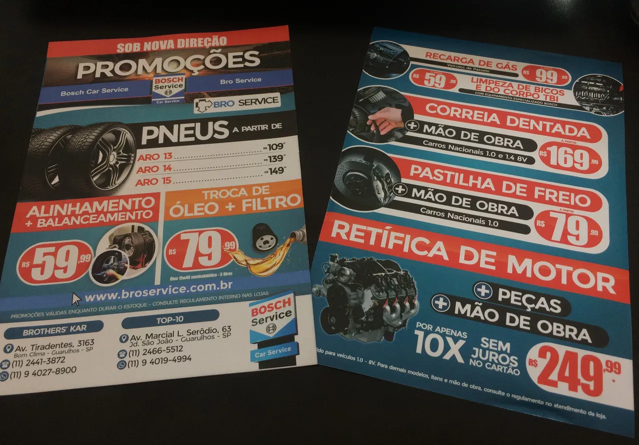 Oficina Mecânica Automotivo Auto Panfleto Filipeta Promocional Couché Euro Gráfica Azul Centro