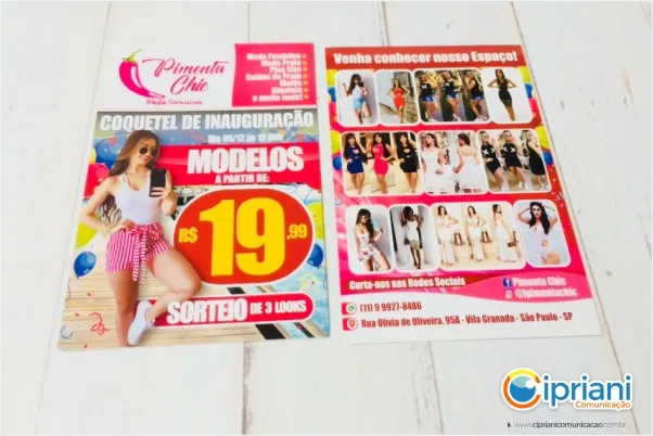 Gráfica Moda Roupas Couché Rosa Filipeta Panfleto Flyer