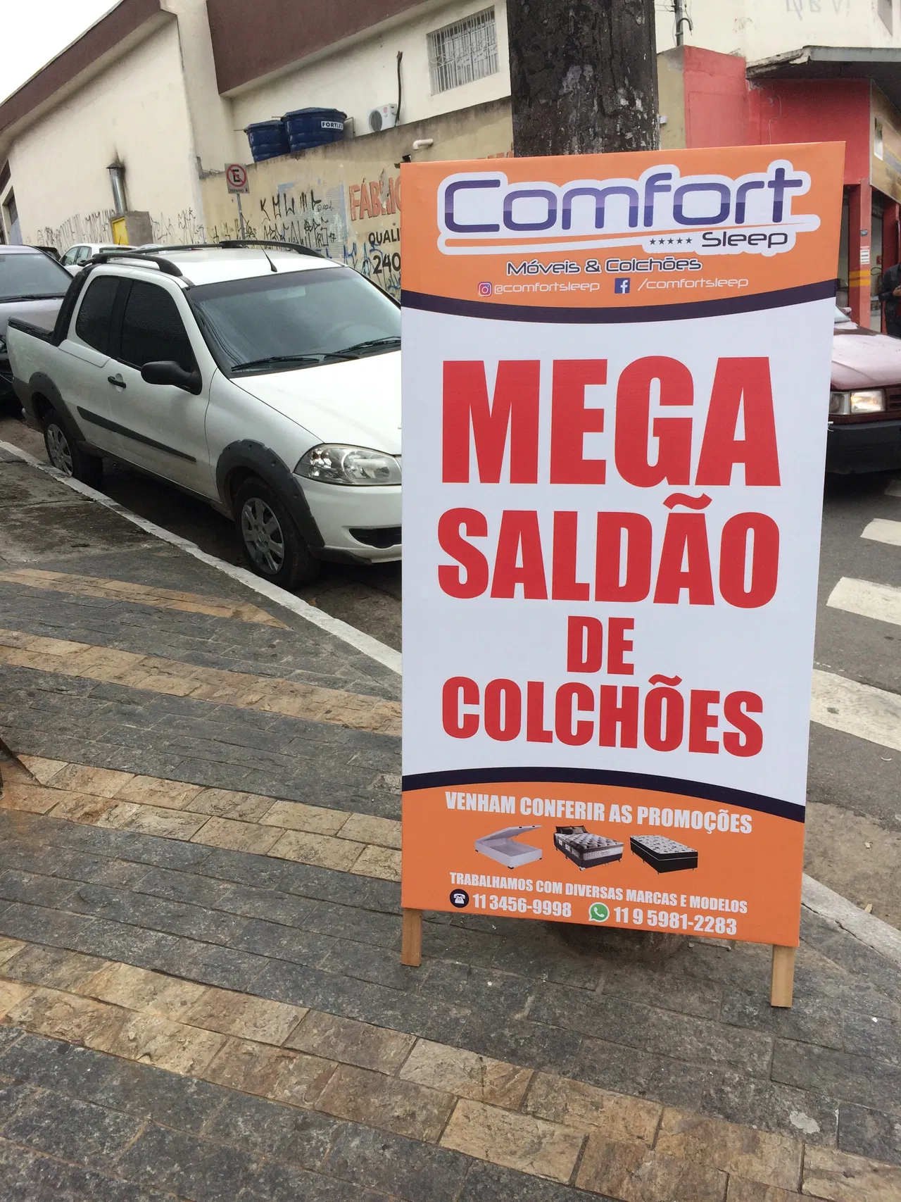 Lona Madeira Laranja Comércio Promoção Colchões Mega Saldao Calavete