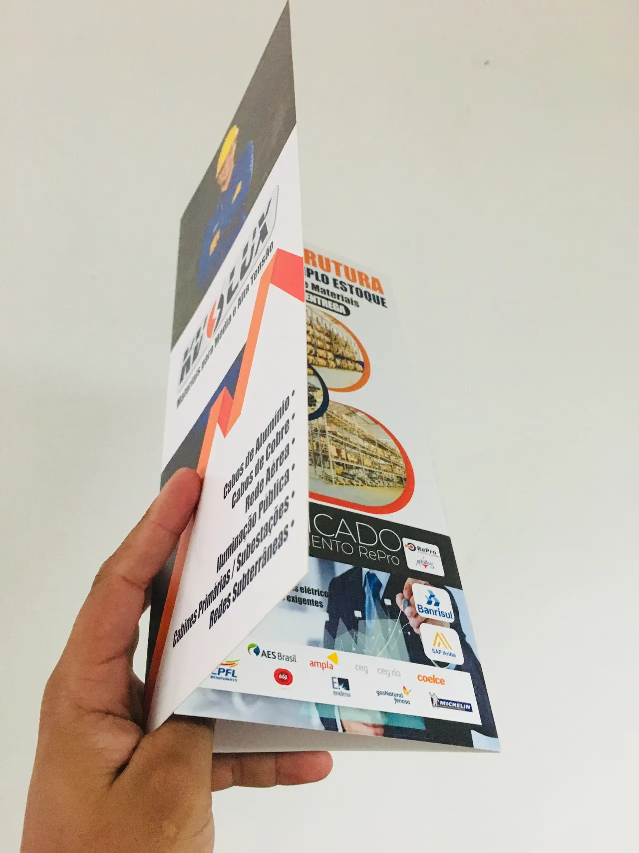 Stampa Energia Elettrica Sanfona Cartellina Busta Cartellina Pieghevole Apertura Chiusura Presentazione Carta patinata Contratto Blu