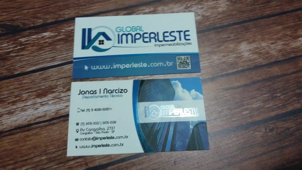 Engenharia Gráfica Laminação Fosca Verniz Localizado Alto Relevo Cartao Visita Couché Azul