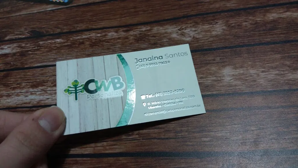 Gráfica Laminação Fosca Verniz Localizado Alto Relevo Cartao Visita Couché Verde
