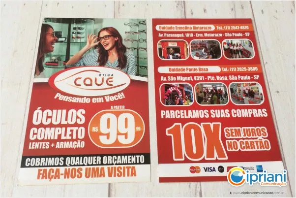 Gráfica Ótica Panfleto Filipeta Flyer Couché