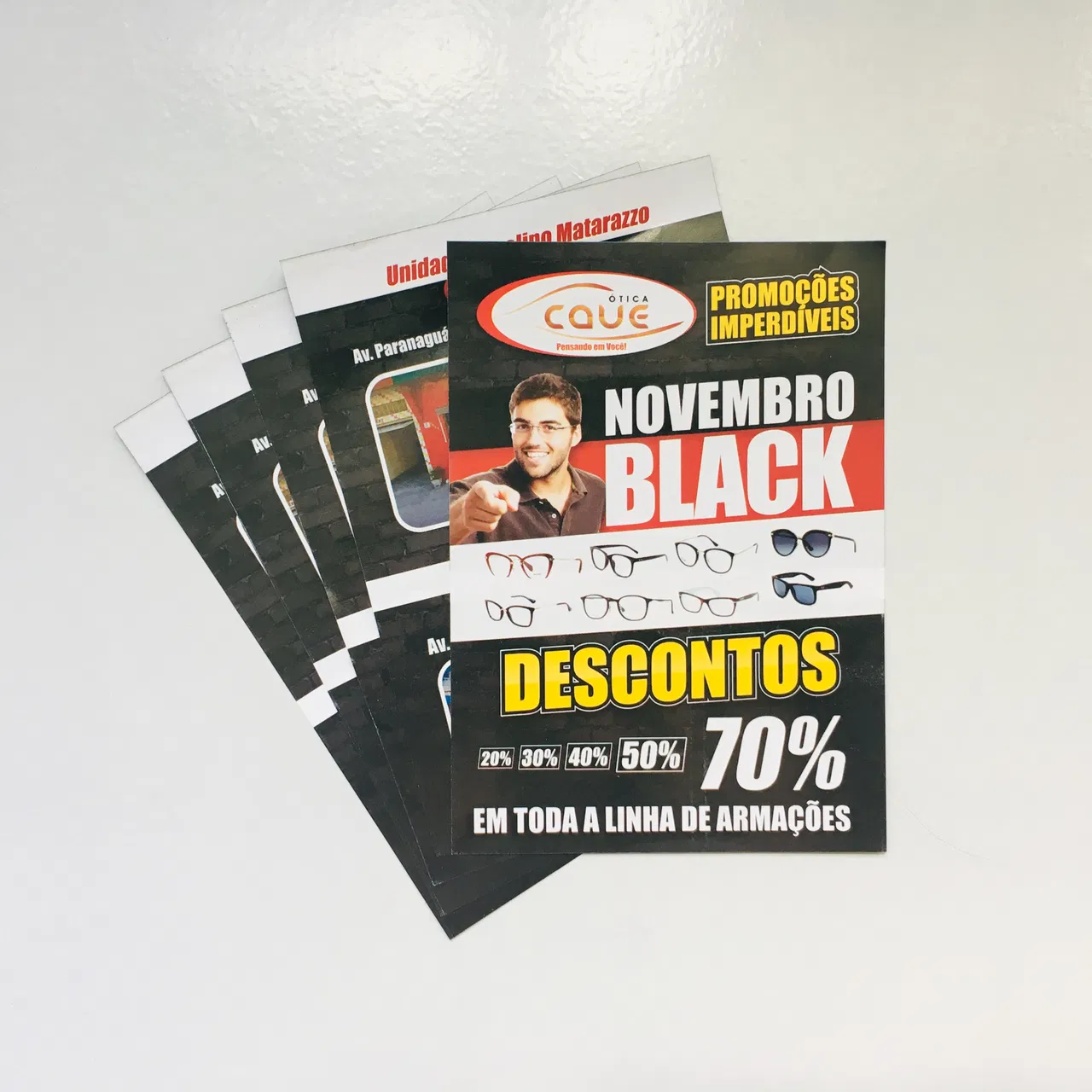 Gráfica Ótica Panfleto Filipeta Flyer Couché Preto