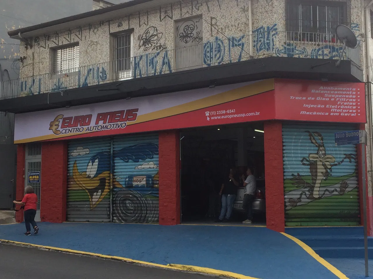 Lona Automotivo Mecânica Center Auto Vermelho Centro Fachada Oficina