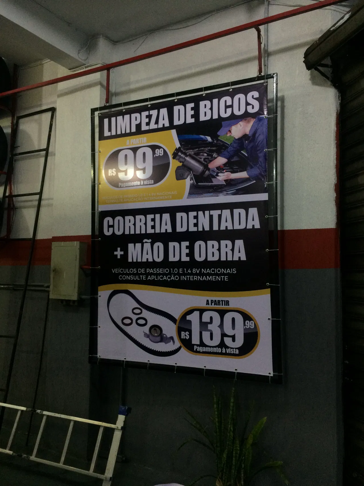 Lona Oficina Mecânica Automotivo Auto Center Promoção Preto Centro