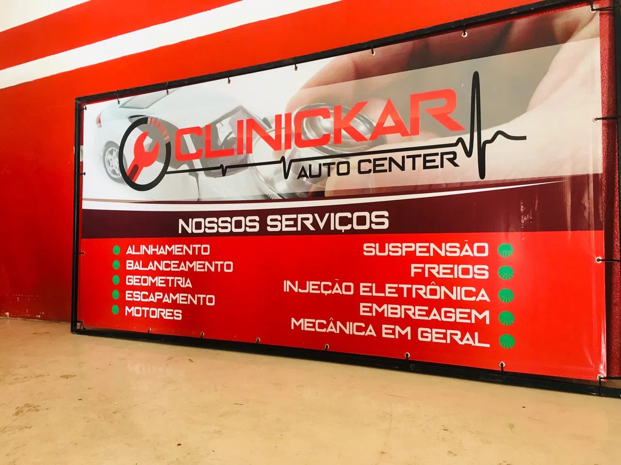 Banner Oficina Automotivo Promoção Auto Centro Lona Center Vermelho Ngk Mecânica