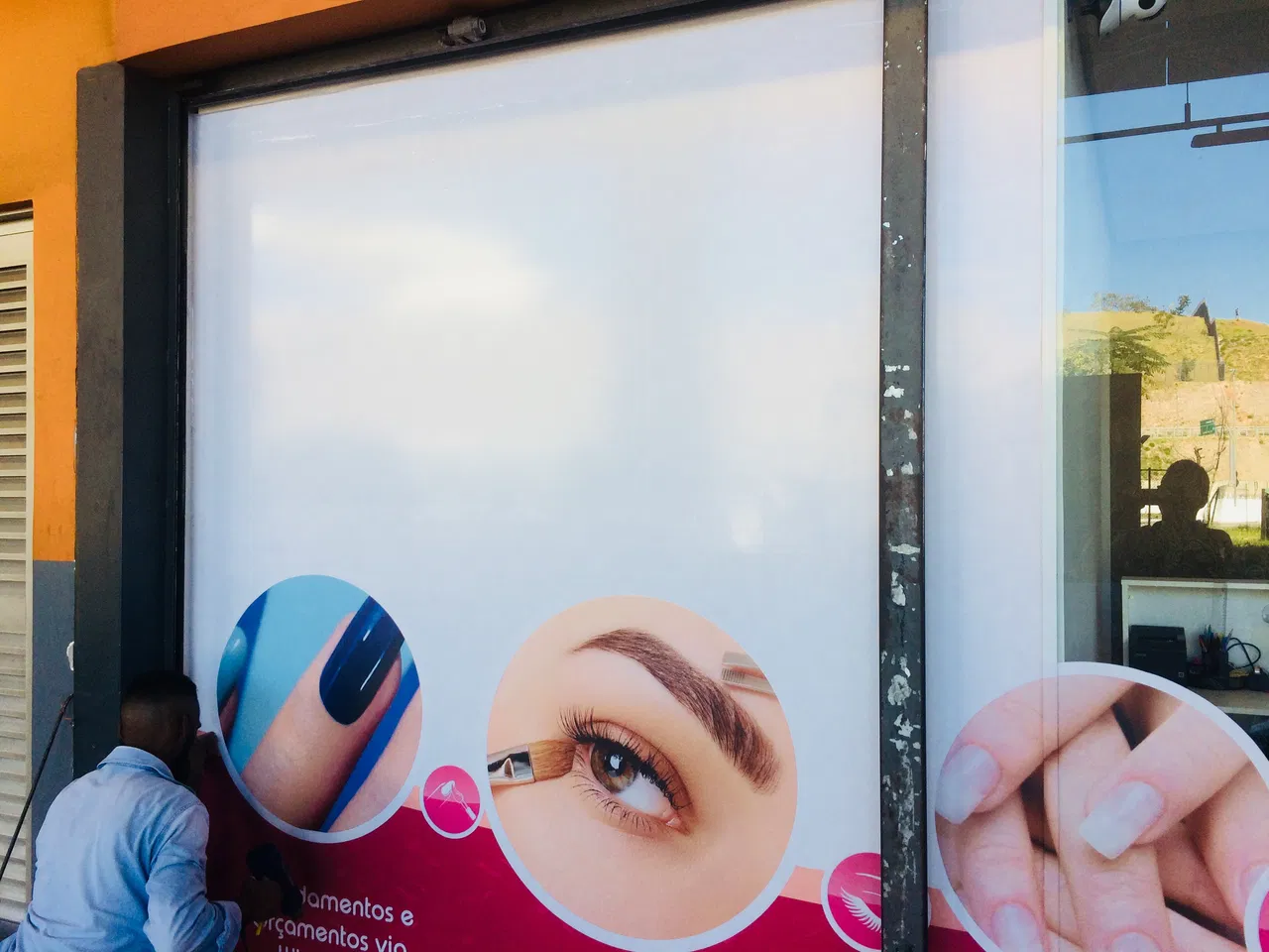 Adesivo Unhas Estética Vidraca Cabelereiro Cobertura Box Beleza Rosa Vidro Salão Vitrine Fachada