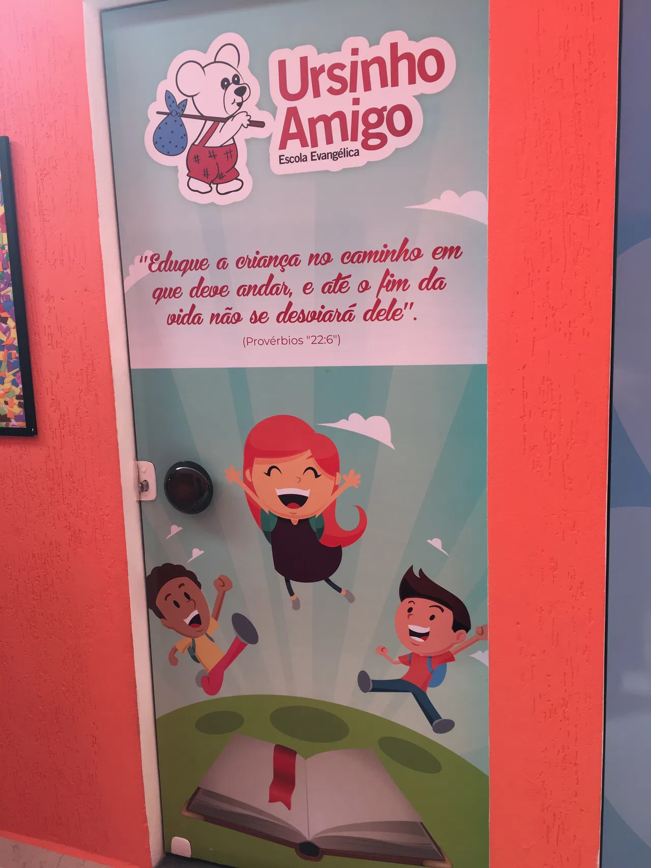 Adesivo Envelopamento Escola Laminado Porta Infantil São Caetano Amigo Do Sul Azul Ursinho Bairro