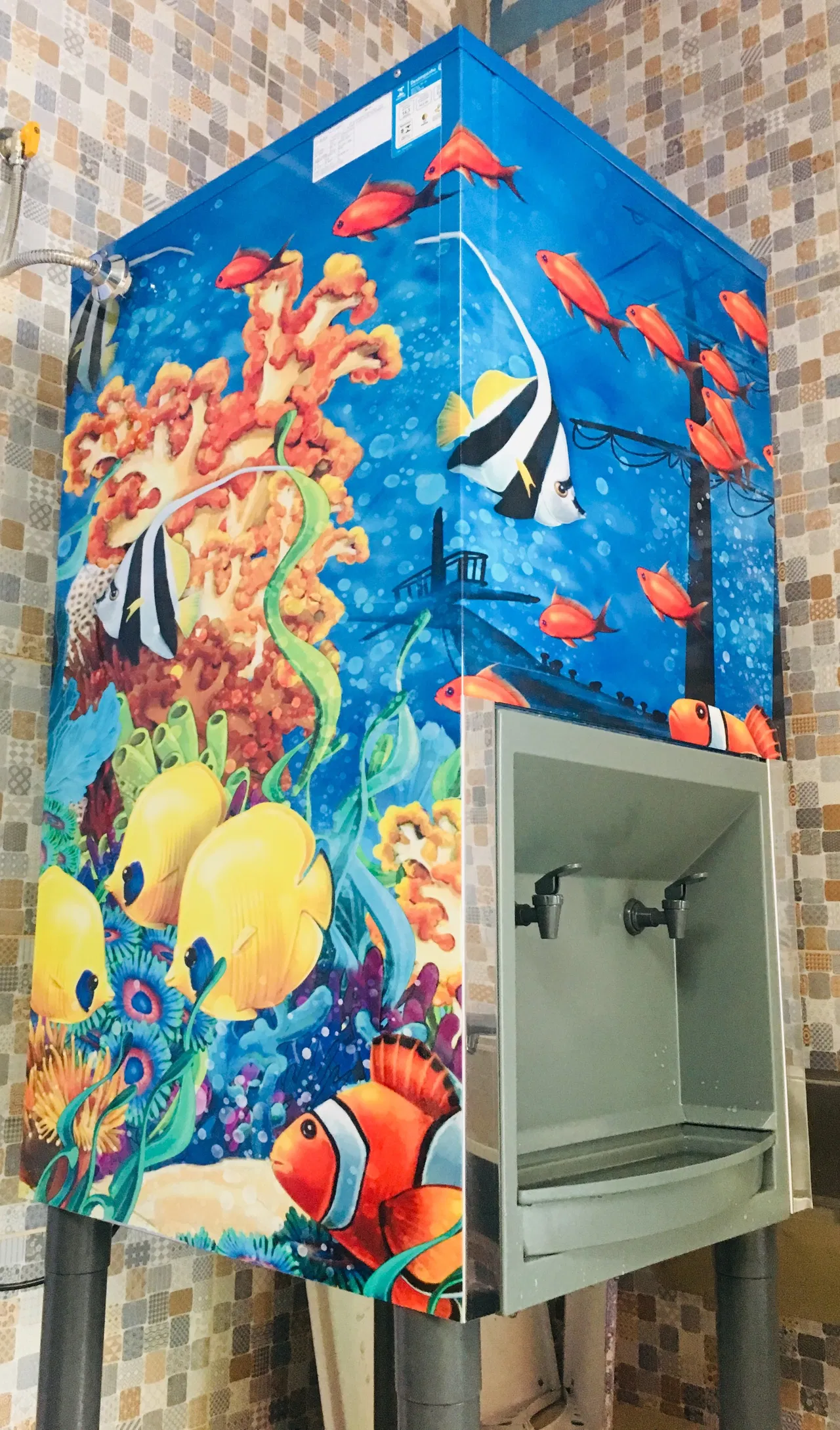 Adesivo Orsetto São Mar Filtro Quartiere Infantile Oceano Scuola Caetano Sul Agua Amigo Pesci Blu Rivestimento laminato