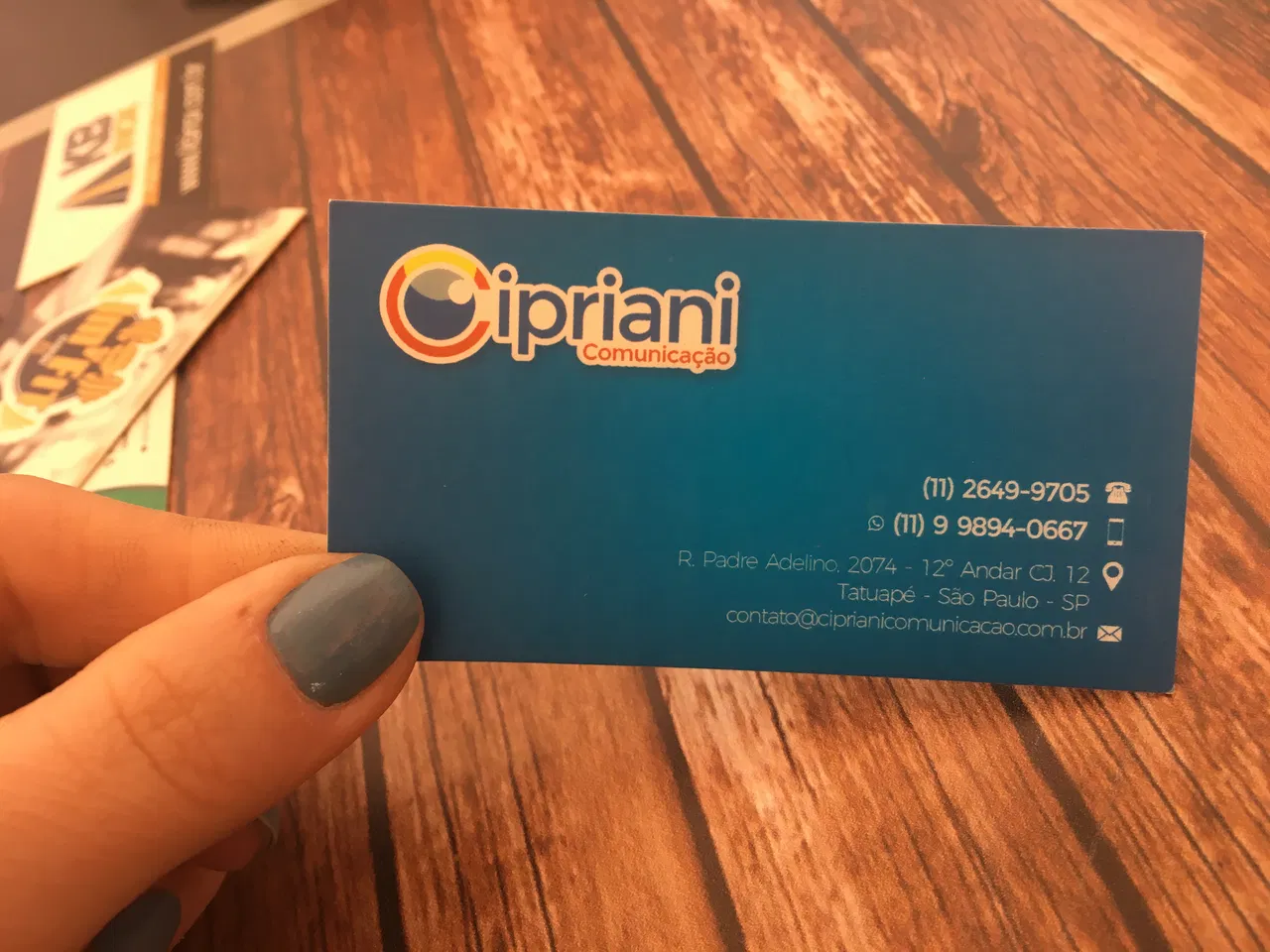 Tipografia Visita Cartao Azul Couché