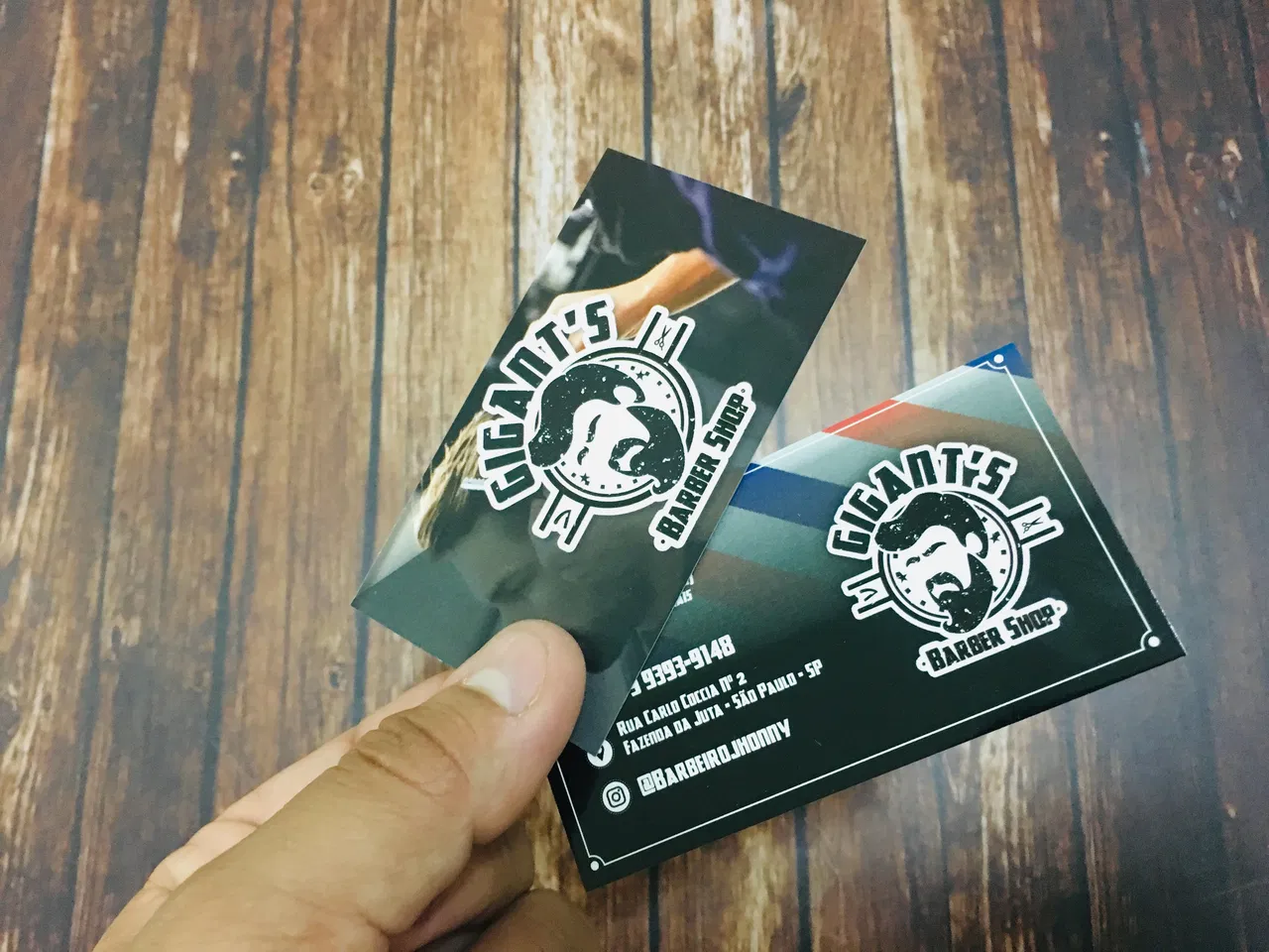 Barbiere Grafica Biglietto da visita su carta patinata nera