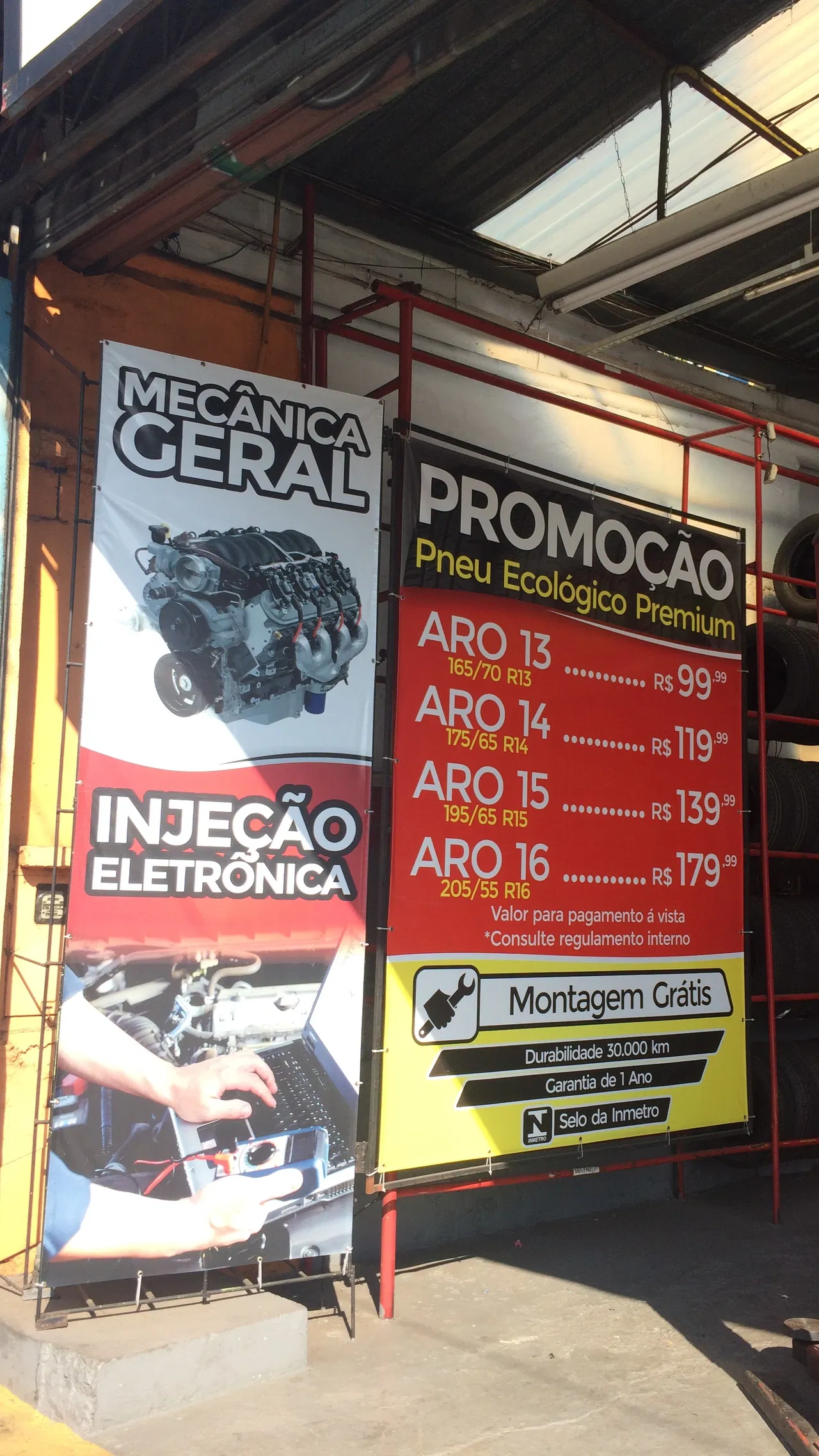 Lona Oficina Mecânica Automotivo Auto Center Promoção Vermelho Centro