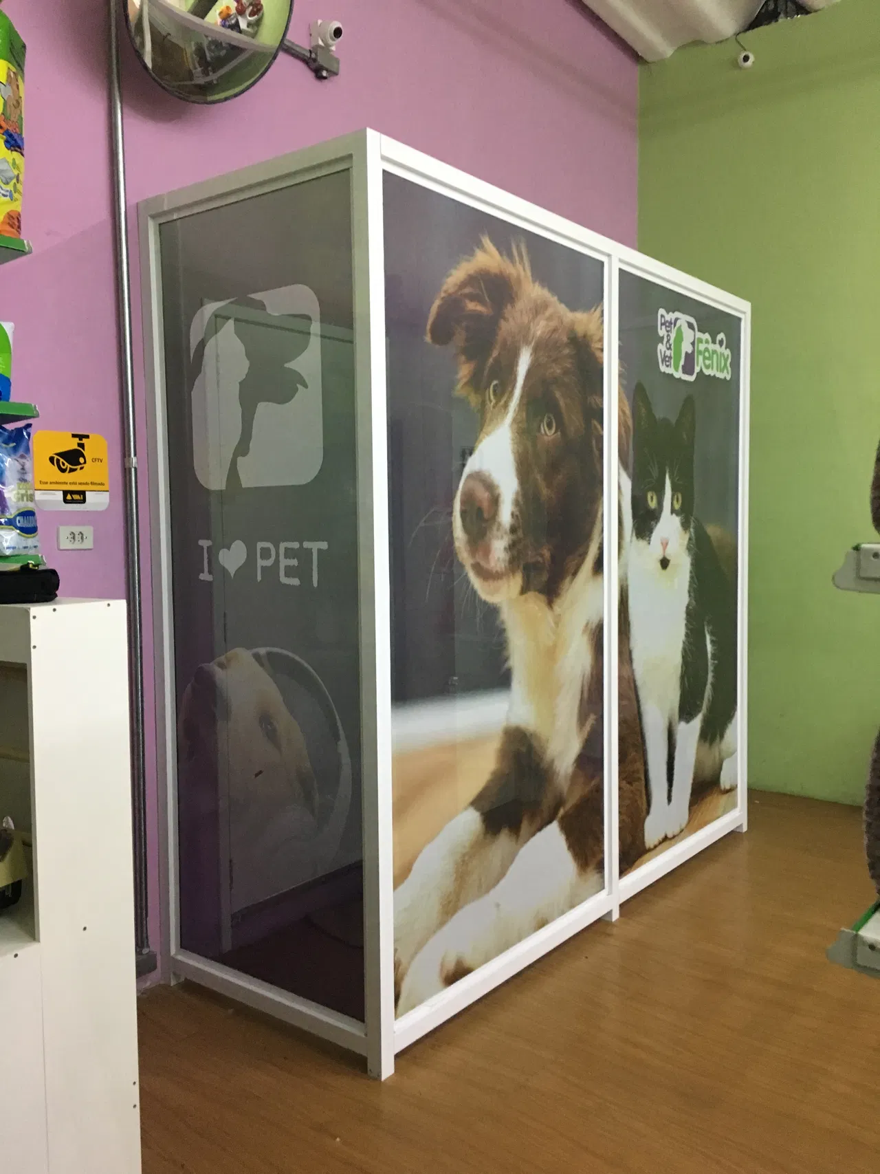 Adesivo Vidro Perfurado Veterinária Animais Pet Shop Butanta Banho Tosa Roxo Lilás