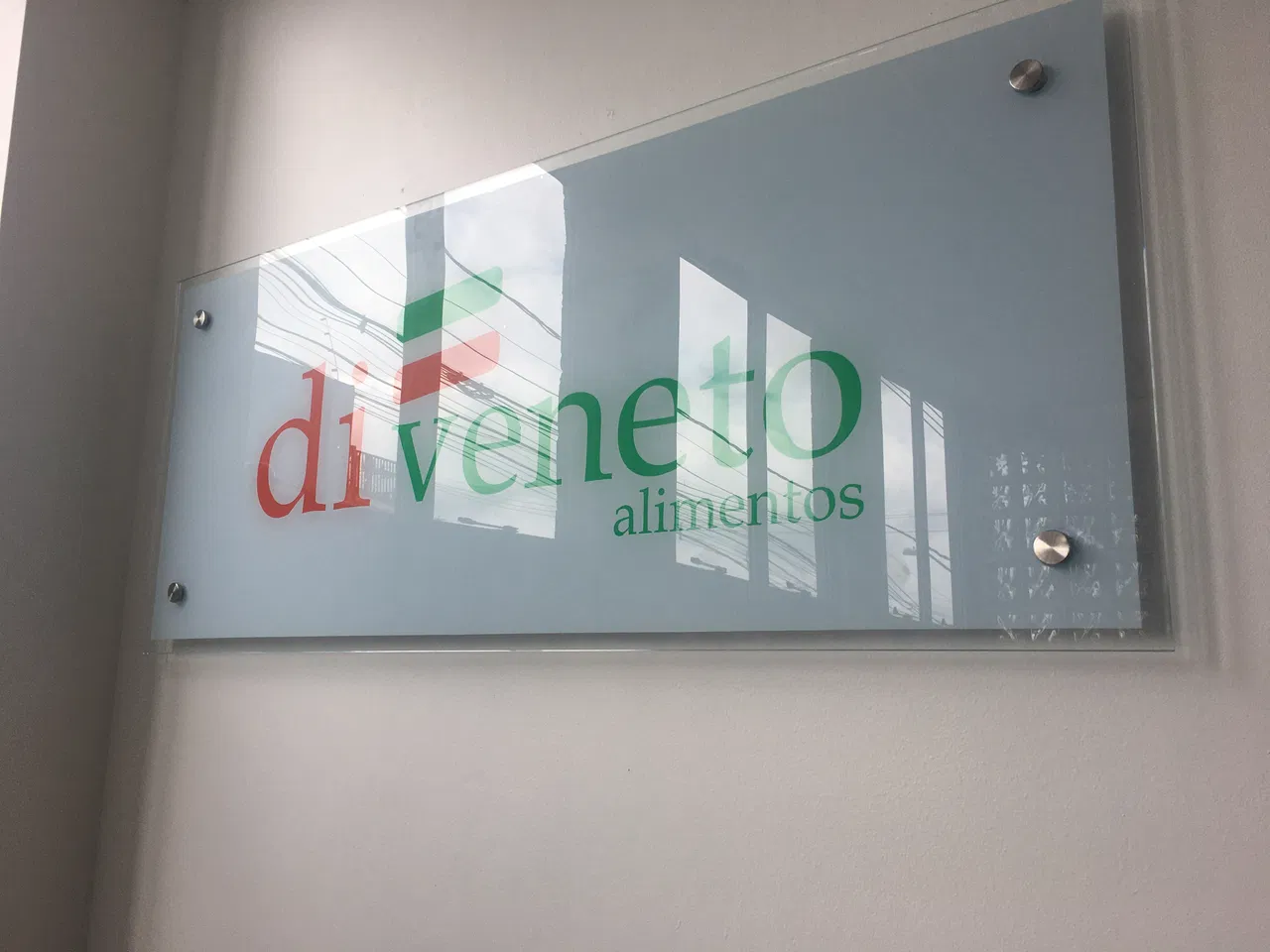 Targa in vetro per ufficio, Diveneto, Alimenti, Reception, Atrio, Ingresso, Verde