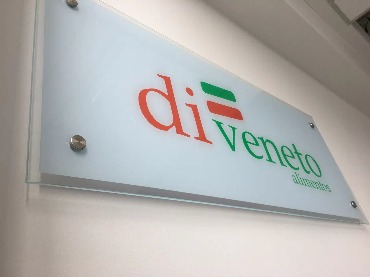 Placa Verde Alimentos Hall Entrada Diveneto Vidro Escritório Recepção