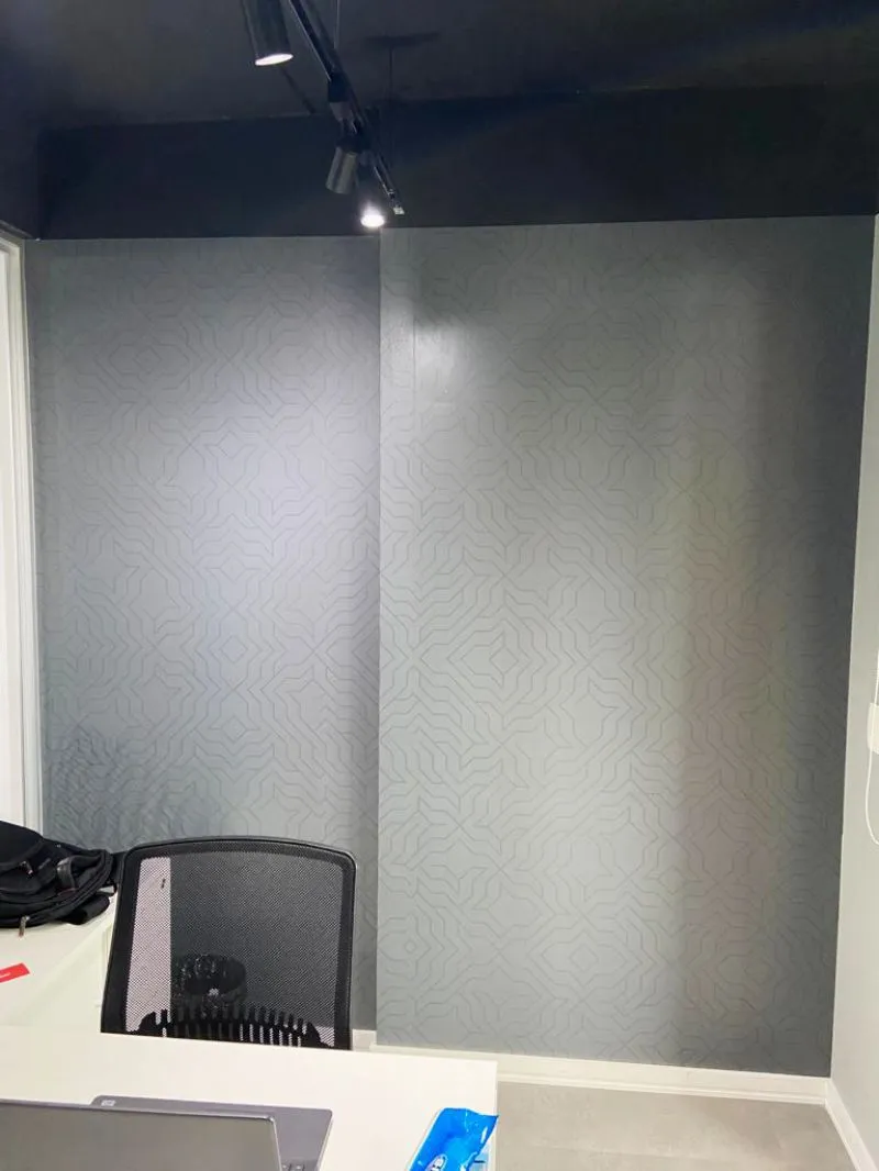 Adesivo grigio per uffici, stampa su pareti e divisori, Morumbi, Zona Sud, San Paolo, Fiber, standard UV, sale, texture, telecomunicazioni