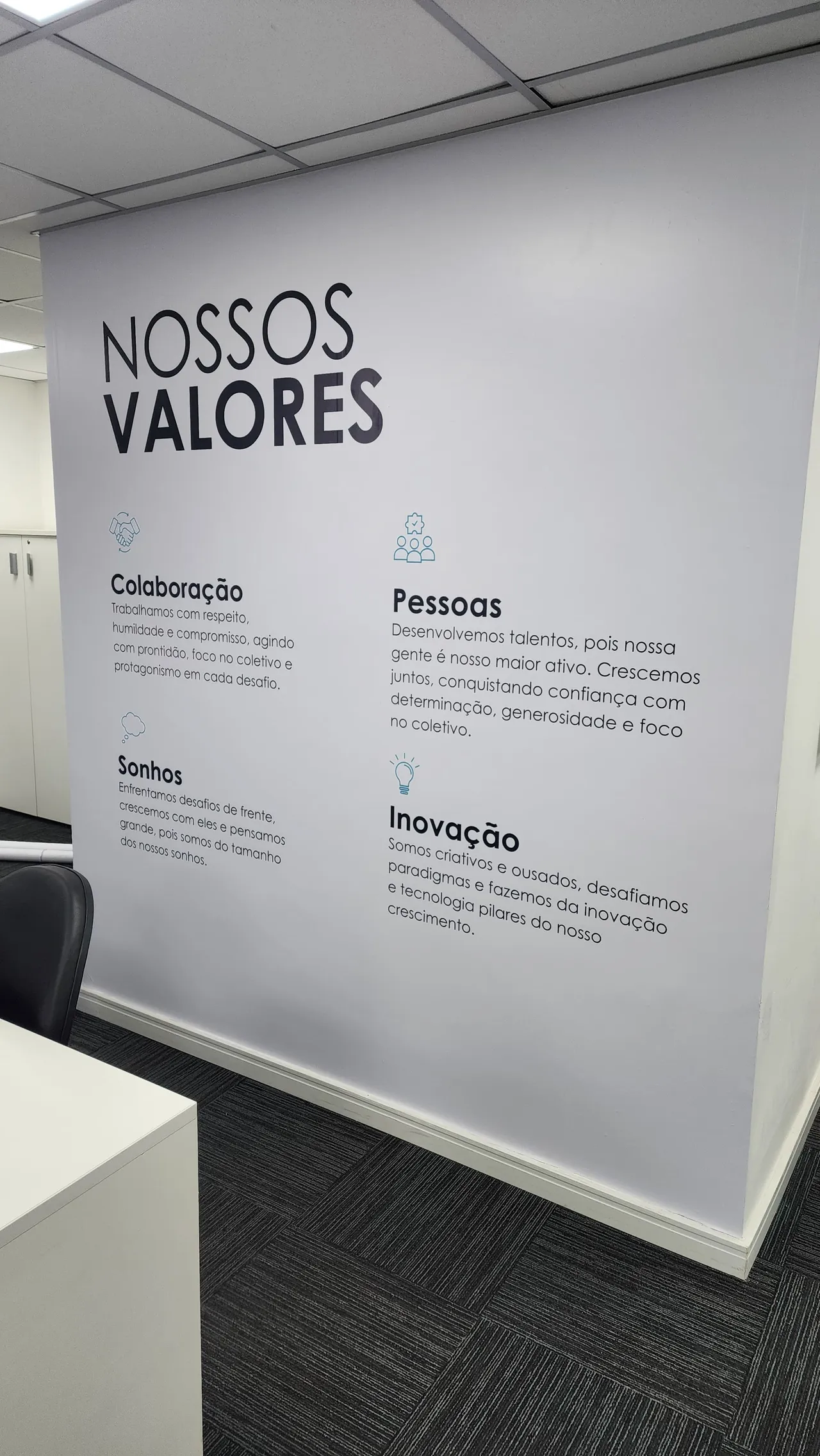 Adesivo Impressão Branco Escritas Cinza Escritório Parede