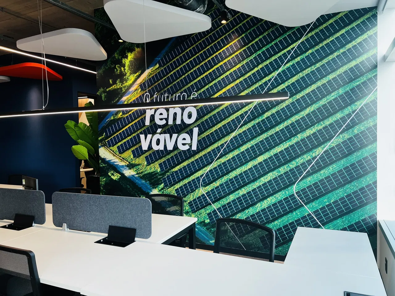 Adesivo Stampa Fiber Zona Sud di San Paolo Telecom Parete Complesso di uffici Divisorio Applicazione Verde Ufficio Morumbi