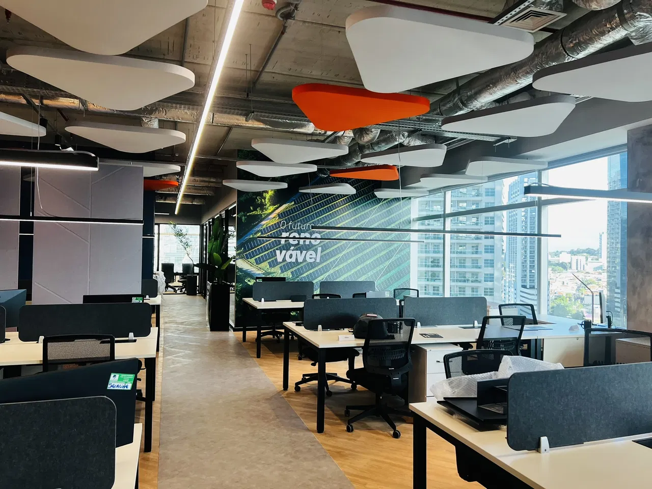 Adesivo Fiber Impressão Verde Divisória Parede Telecom Conjunto Morumbi Escritório Aplicação Salas Zona Sul SP