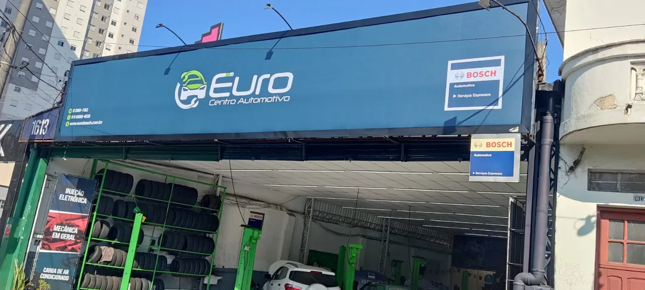 Telo blu per auto - Facciata Euro Centro Meccanica Automotiva Center Officina