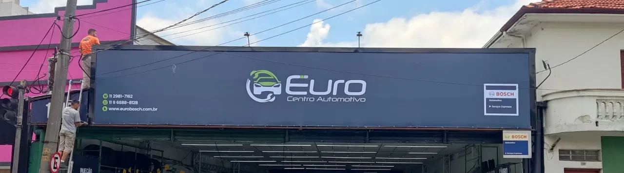 Lona Azul Euro Centro Center Automotivo Mecânica Auto Oficina