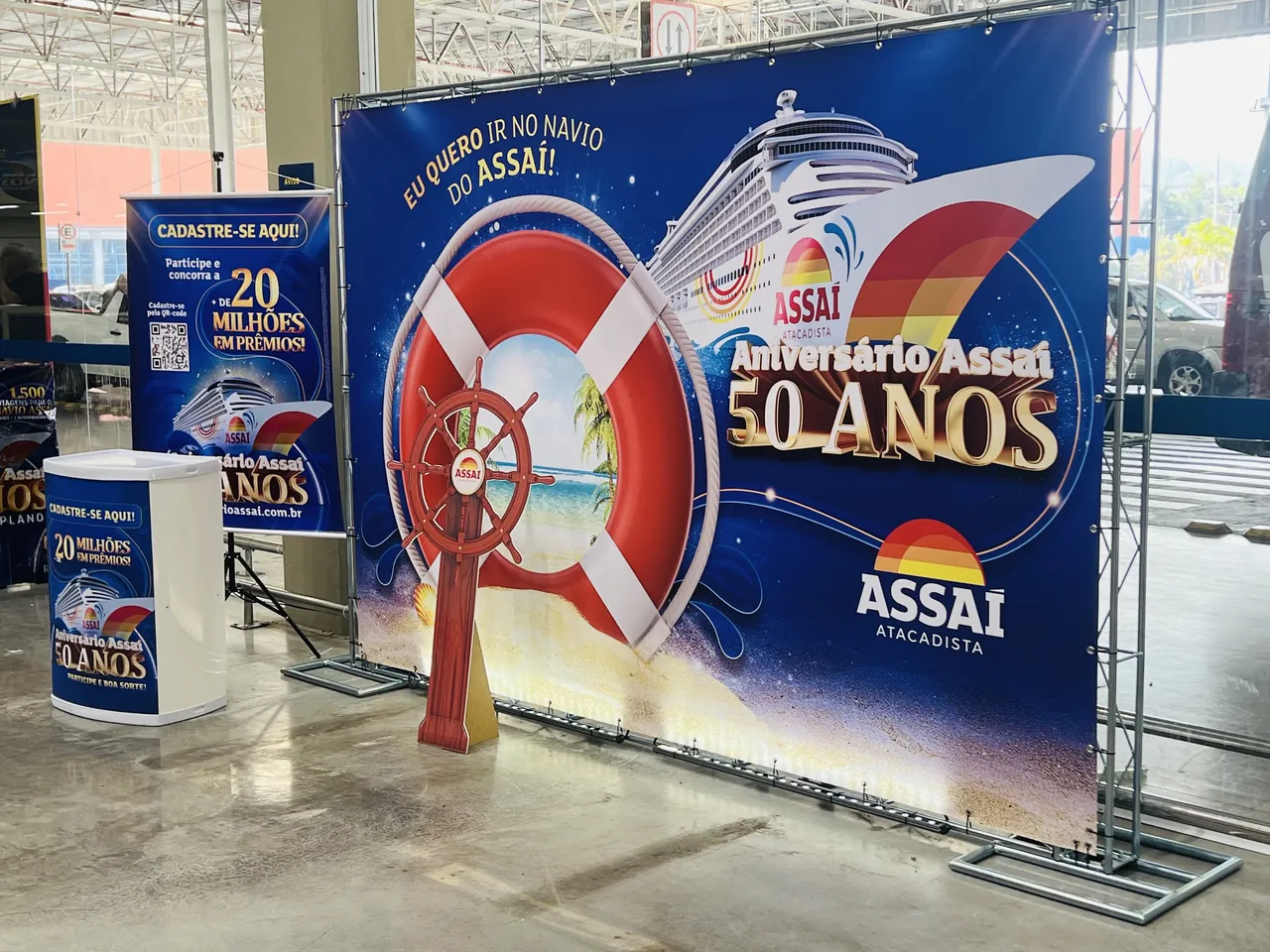 Sfondo Campinas Stand Aricanduva Promozione Pedestal Azul Tripe Assai Boxtruss Striscione in tela Evento Jundiai