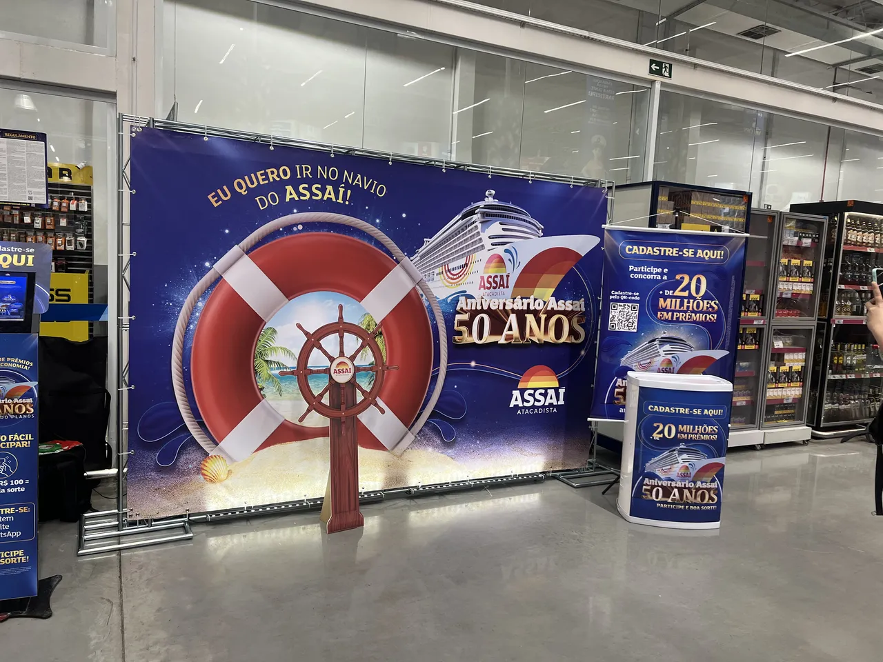 Backdrop Campinas Aricanduva Assai Boxtruss Stand Azul Evento Banner Pedestal Tripe Jundiai Lona Promoção