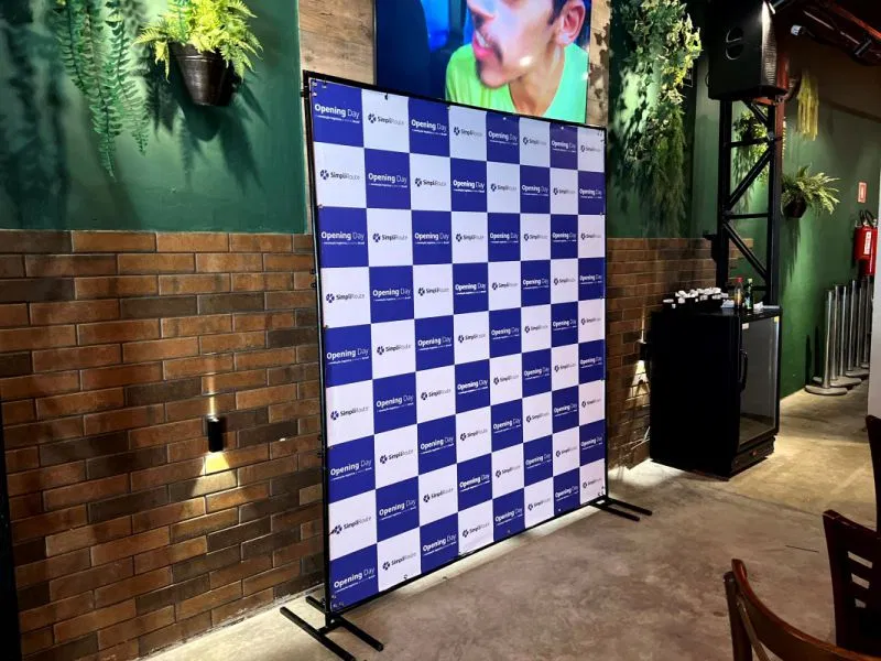 Backdrop Faria Lima Bar Azul Evento Confraternização