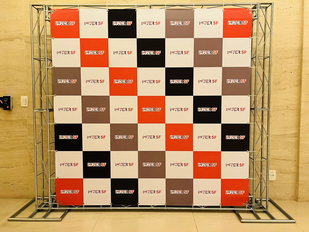 Backdrop Boxtruss Parede Advocacia Intersf Pedra Entrada Advogados Hall Vermelho