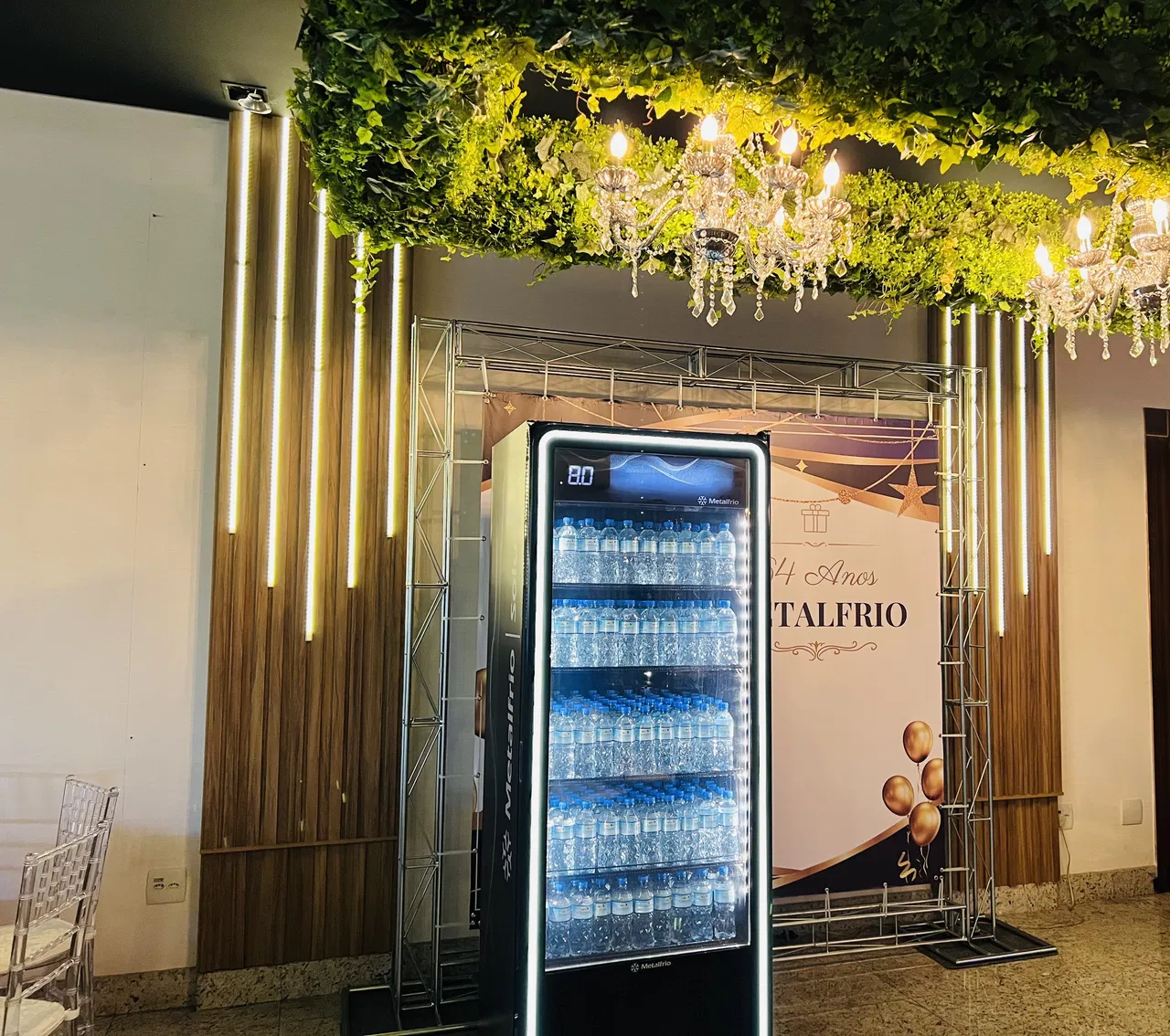 Backdrop Boxtruss Fotografico Metalfrio Painel Dourado Evento