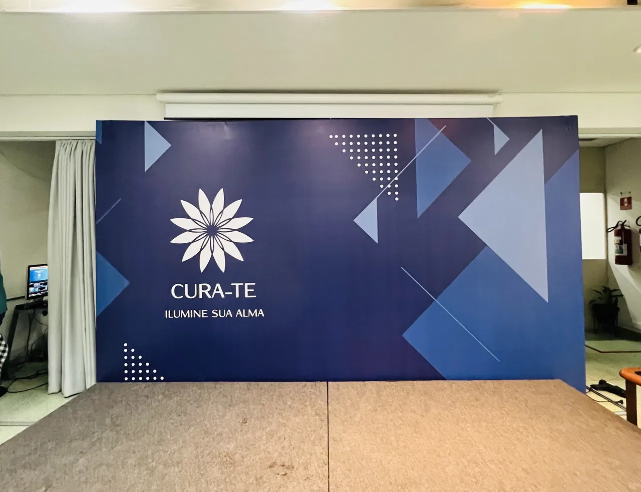 Backdrop Live Palestra Cura Palco Transmissão Evento Auditorio Envelopado Te Gravação Cenario Azul