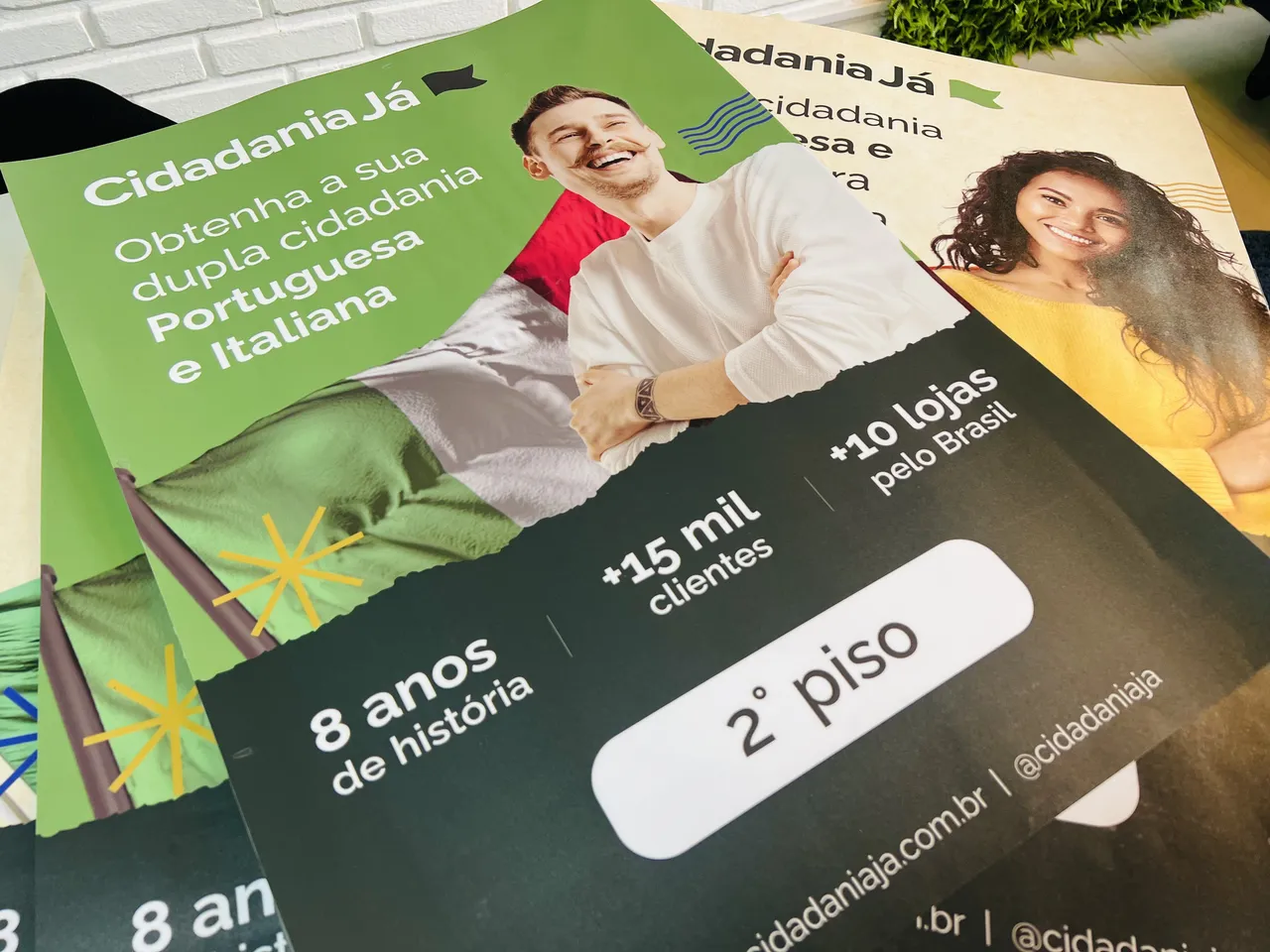 Shopping Cidadania Ja Promoção Cartaz Laminado Gráfica Couché Impressão 60x40 Verde Anália Franco SP