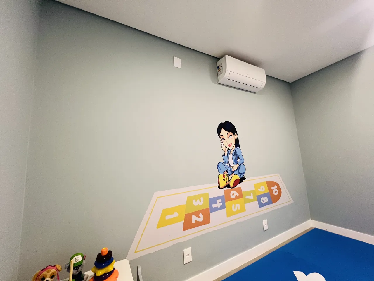 Adesivo ritagliato per clinica pediatrica, da parete, Tea, tappeto, gioco della campana, colorato, Vila Madalena, San Paolo