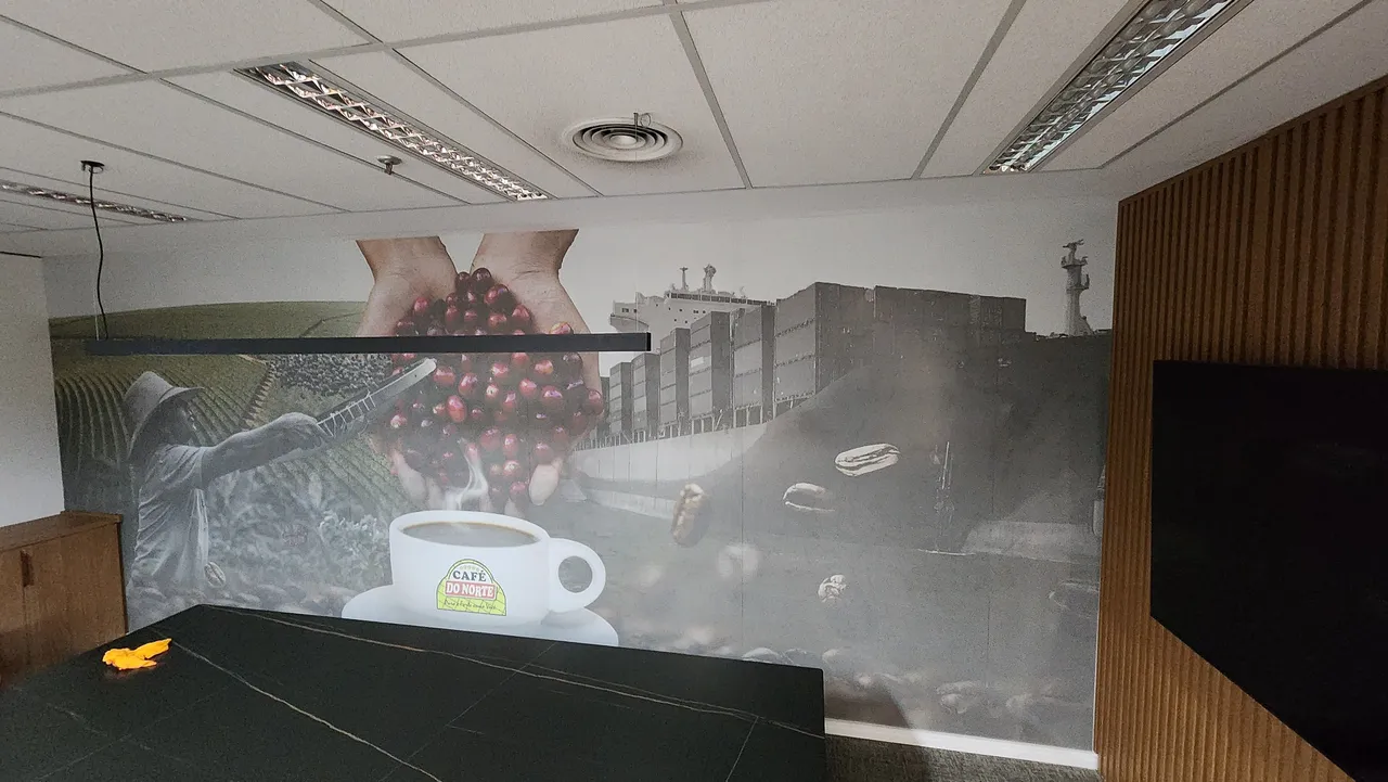 Adesivo trasparente per ufficio, perforato, Café Norte, Telinha Do Marrom, da applicare a parete, stampato