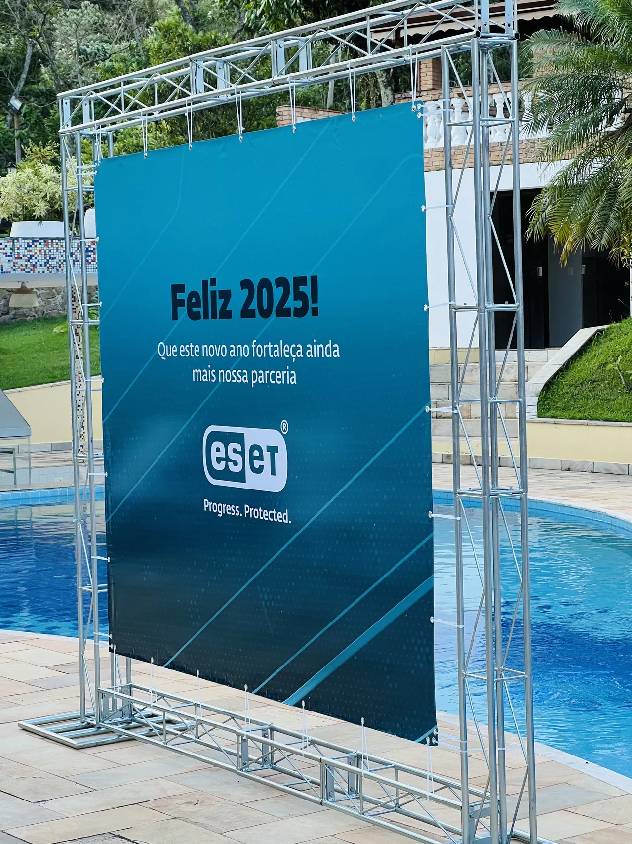 Sfondo Boxtruss Evento Eset Atibaia Festa aziendale Azul, San Paolo