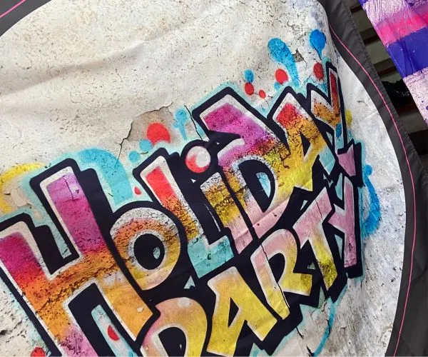 Tecido Poliéster Evento Holiday Party Impressão Sublimada Alta Resolução Colorido