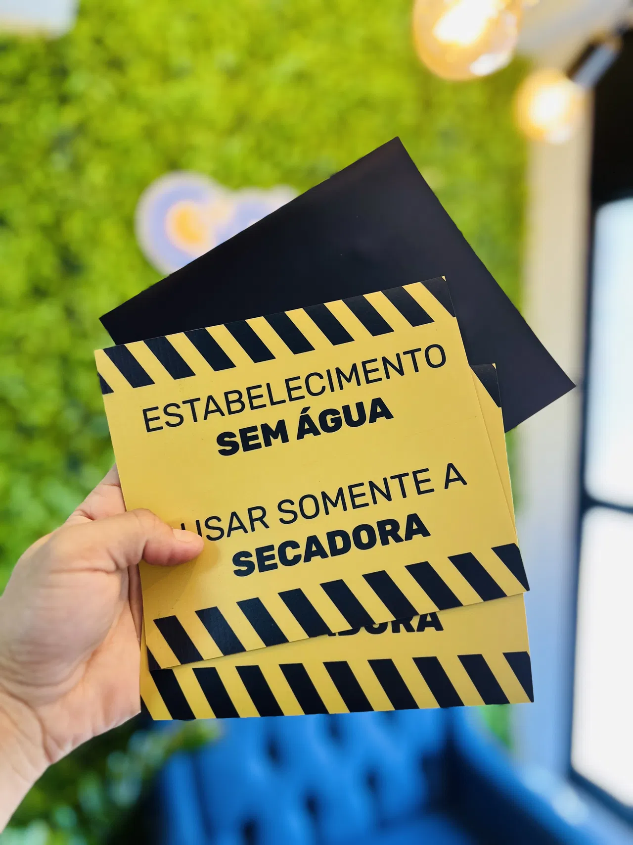 Ímã Temporário Laminado Aviso Imantado Lavanderias Sem Veicular Agua Provisório Amarelo Adesivo