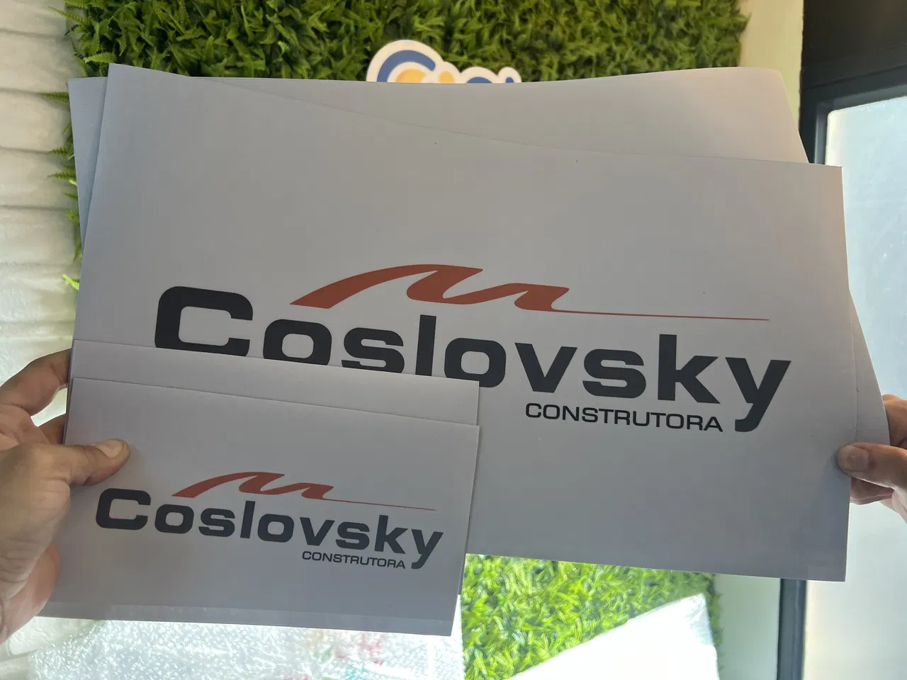 Ímã Adesivo Veicular Cinza Provisório Imantado Construtora Engenharia Temporário Laranja Coslovsky