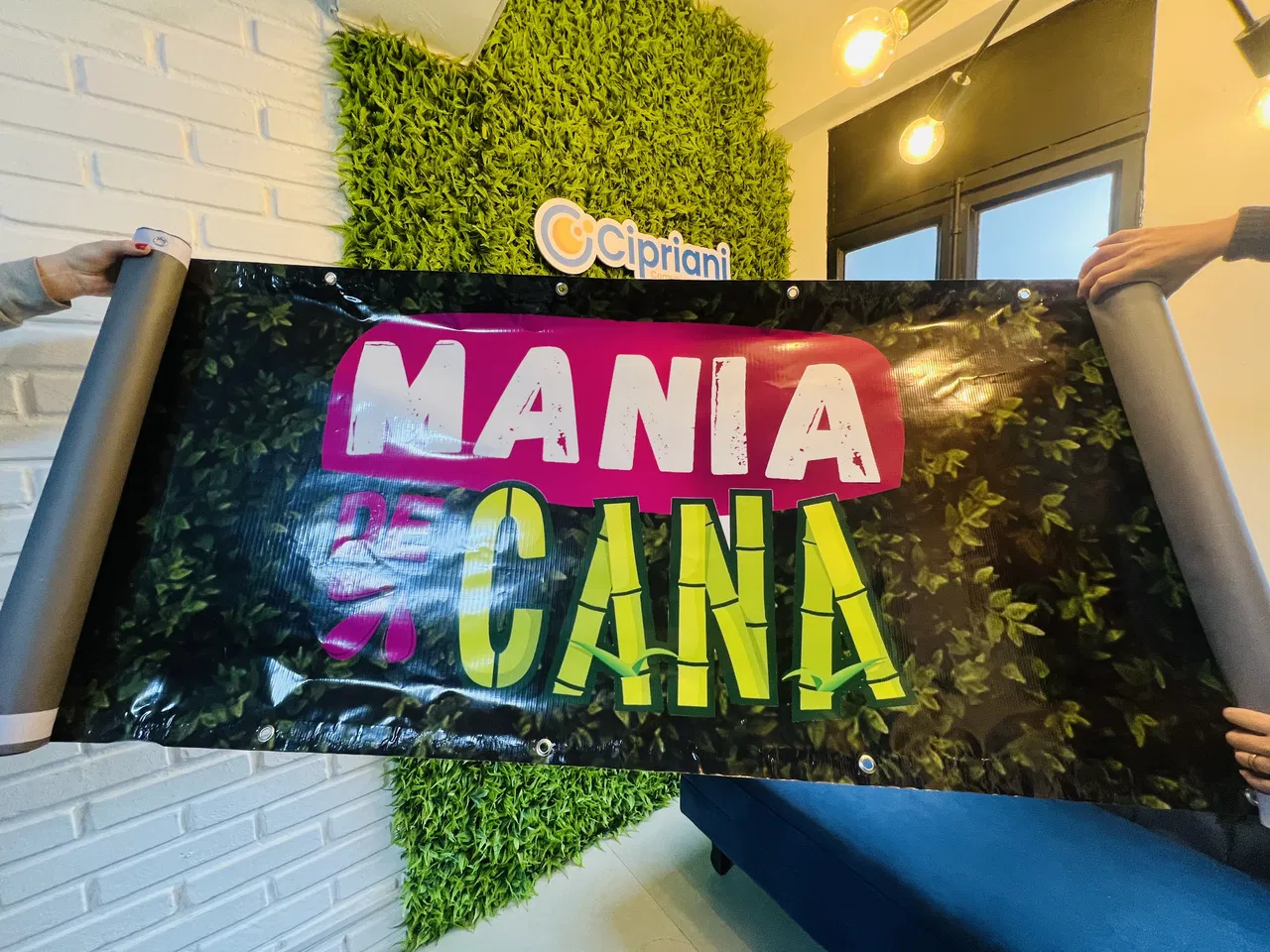 Lona UV Verde Caldo Comércio Cana Impressão