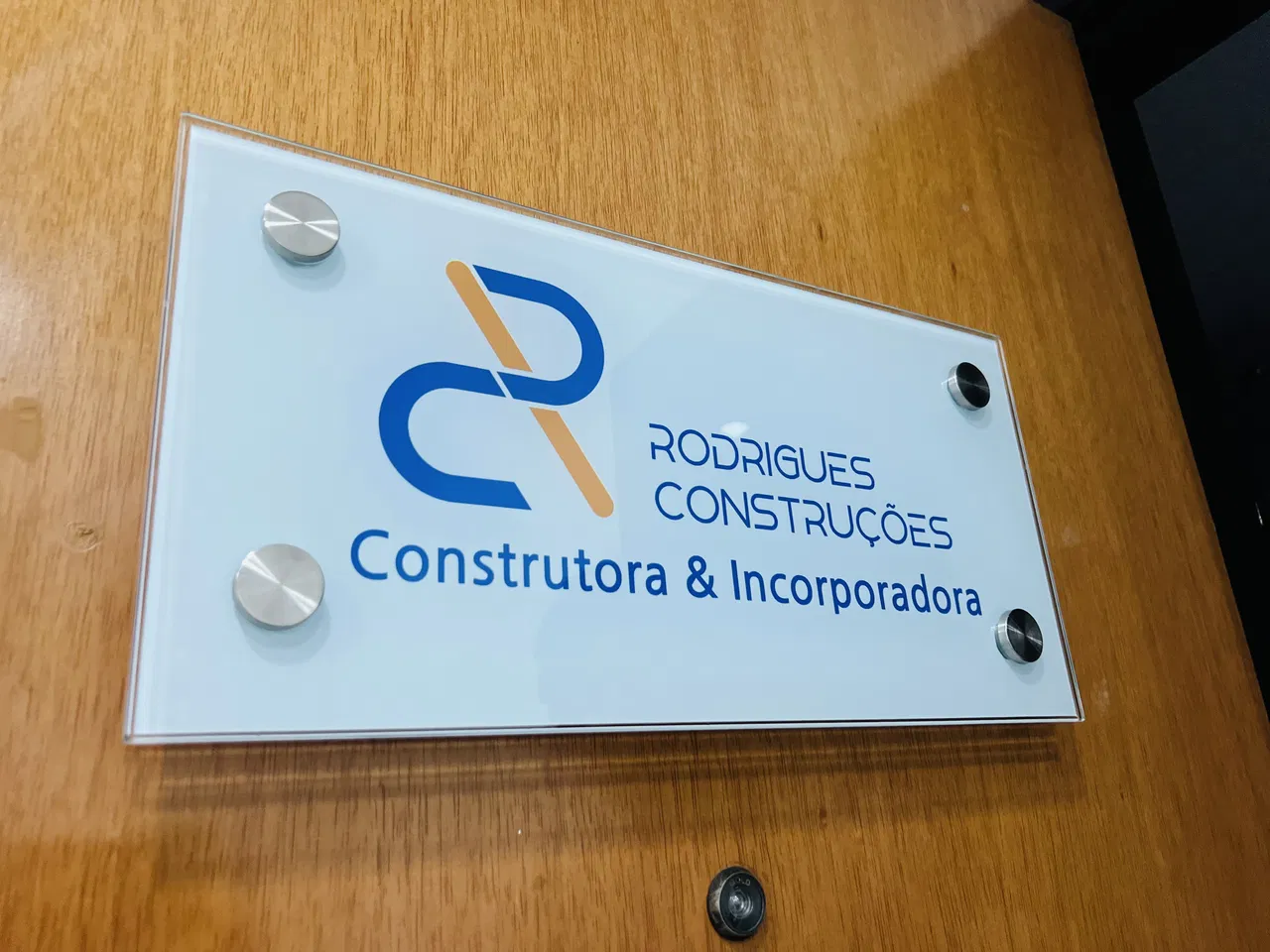 Targa Porte Edilizia Blu Vetro Ingegneria Logo Identificazione