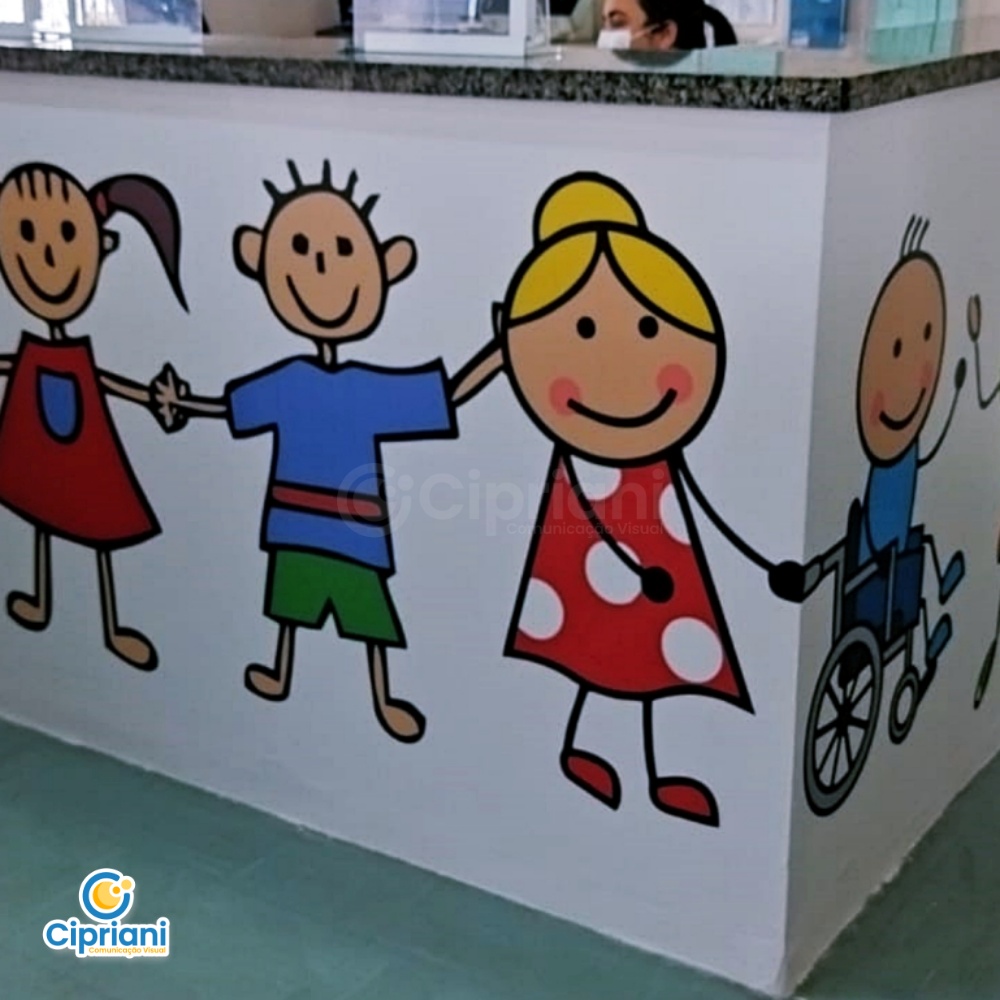Adesivo para Balcões de Escola Infantil Azul e Branco 1 Imagem Adesivo para Balcões de Escola Infantil Azul e Branco 1 Imagem