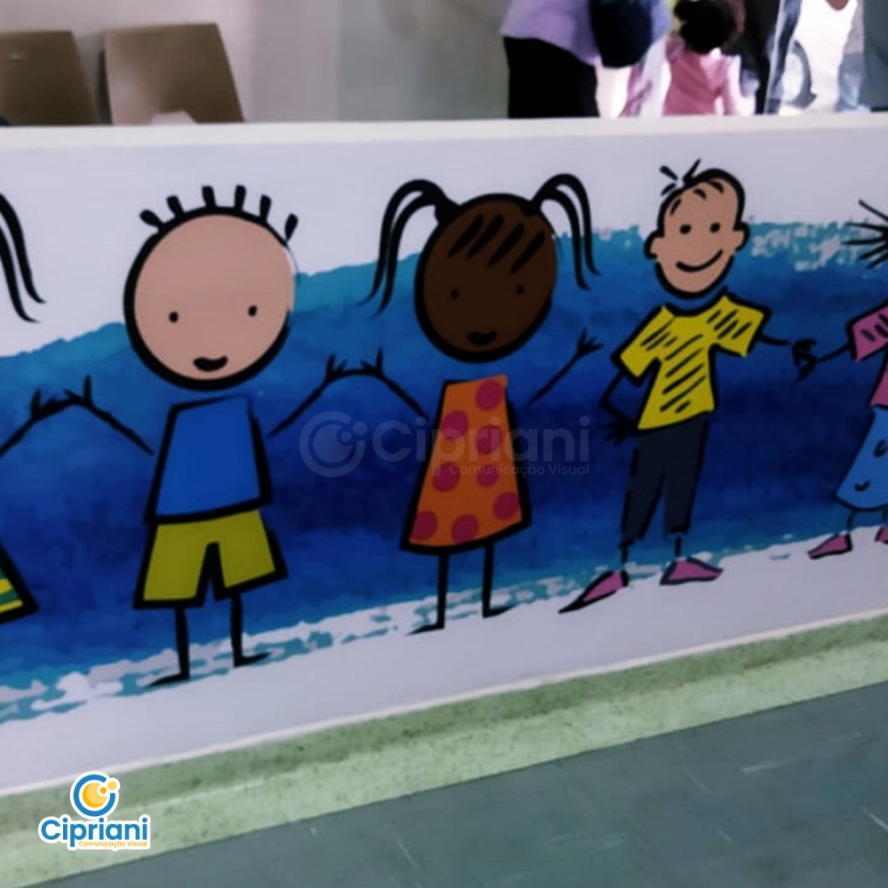 Adesivo para Balcões de Escola Infantil Azul e Branco 3 Imagem Adesivo para Balcões de Escola Infantil Azul e Branco 3 Imagem