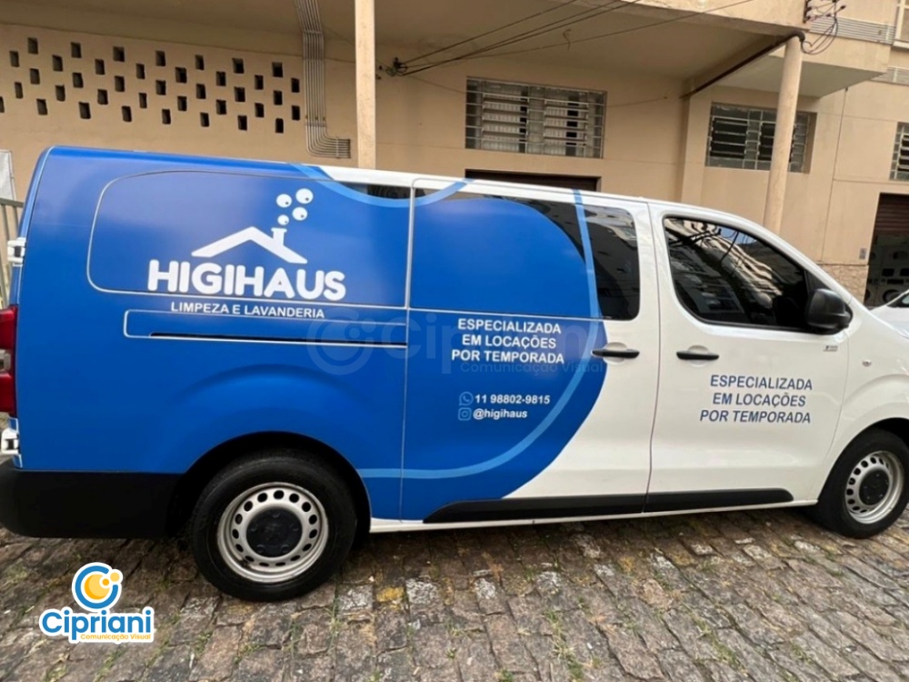 Adesivo para Veículo Vans de Lavanderia Azul e Branco 3 Imagem Adesivo para Veículo Vans de Lavanderia Azul e Branco 3 Imagem