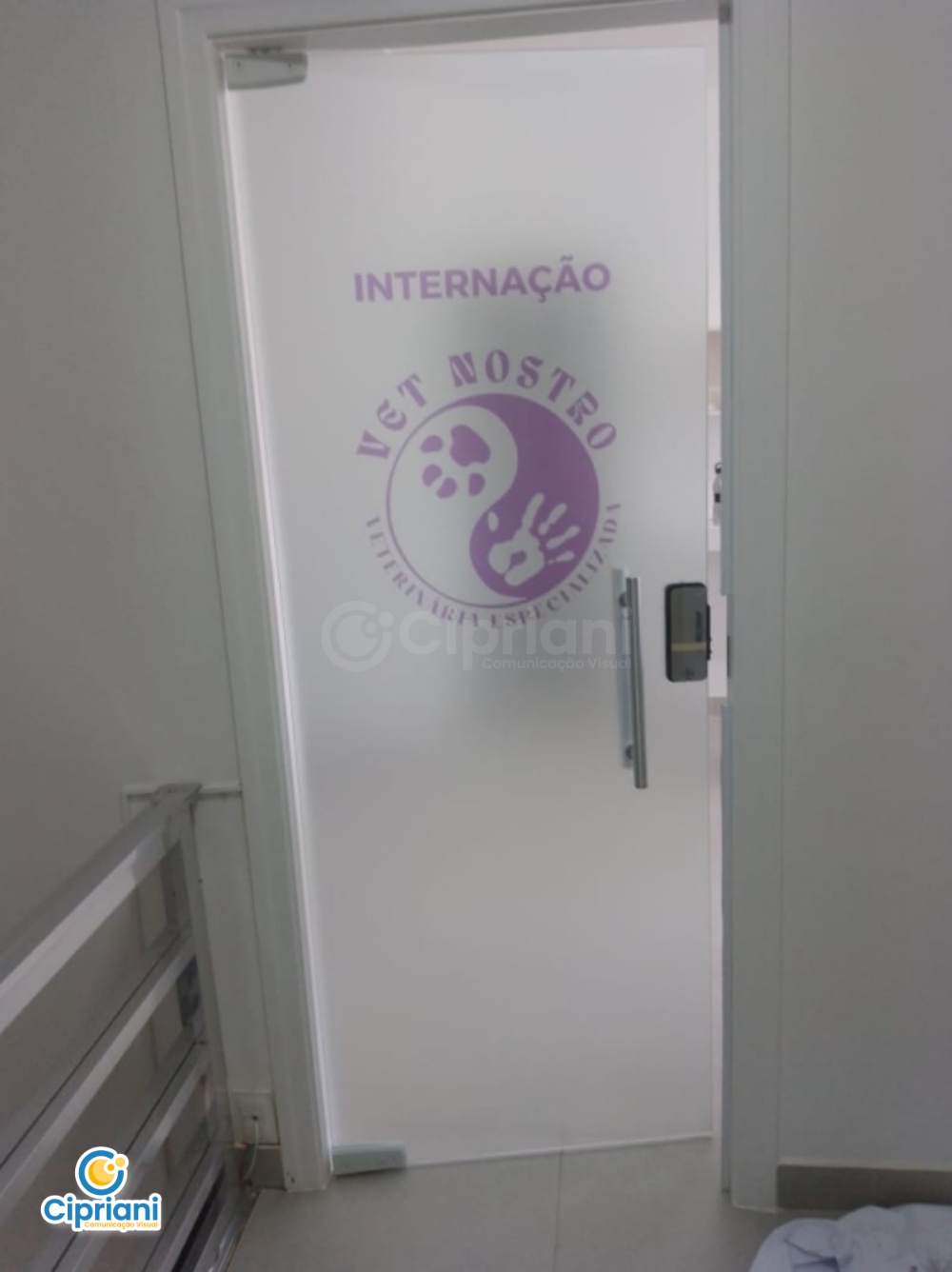 Película Jateada para Porta de Clínica com Logo Roxo 1 Imagem Película Jateada para Porta de Clínica com Logo Roxo 1 Imagem