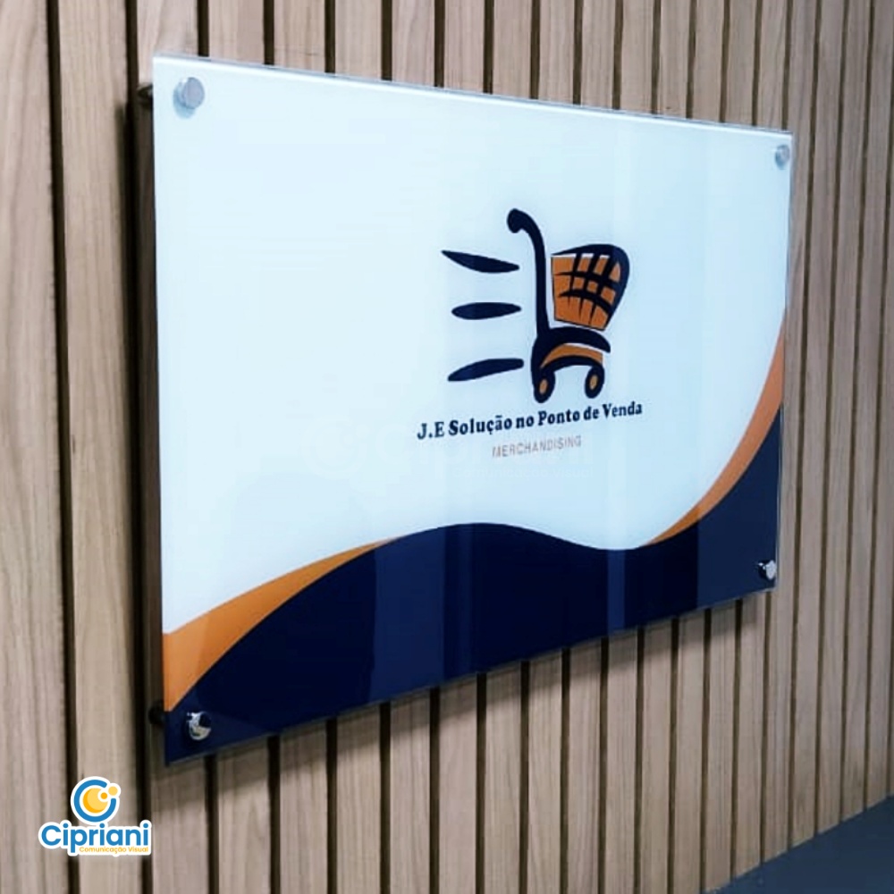 Placa de Vidro para Escritório Azul e Laranja, Cote Já 2 Imagem
